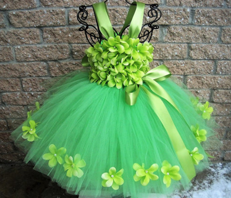 Floral Tape Green - Robe Tutu avec Pétales Verts pour