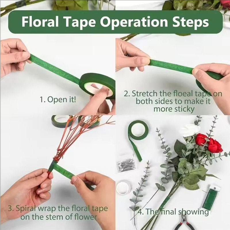 Ruban floral de 30 yards 12 mm - Floral Tape Green avis et prix